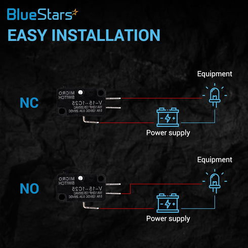 BlueStars Pack of 10 V-15-1C25 Micro Limit Switch Blade Momentary 250VAC/125VDC 15A Perfect for Arduino, Appliance and General Electrical Equipmen...