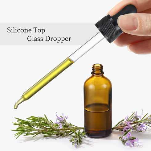 AOZITA 4 Pack, 100ml Dark Amber Dropper Bottles with 1 Funnels & 4 Labels - 3.4oz Brown Glass Tincture Bottles with Eye Droppers for Essential Oil...