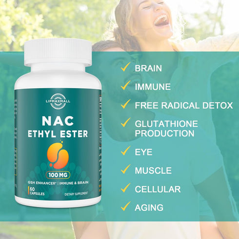 N-Acetyl Cysteine Ethyl Ester 100mg - More Absorption Than 1000mg NAC - with Glycine 600mg - Benefit Glutathione - Good for Immune System & Antiox...