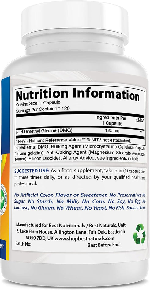 Best Naturals DMG 125 mg 120 Capsules...