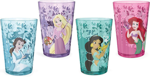 Zak Designs 14.5oz Disney Princess Nesting Tumbler Set Includes Durable Plastic Cups, Fun Drinkware is Perfect for Kids, 4pk ( Belle & Jasmine & A...