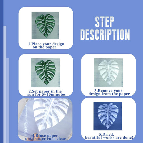 120 Sheets Sun Print Paper Kit Cyanotype Paper Solar Drawing Paper High Sensitive Nature Sun/solar Activated Printing Art for Kids Adults Arts DIY...