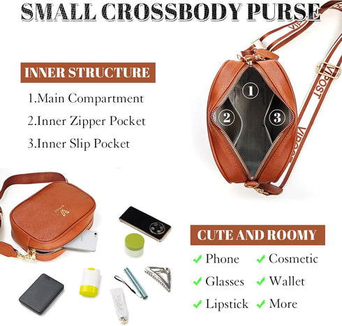 Crossbody Bags for Women, Small Leather Crossbody Bag Purse Women's Shoulder Handbags with Adjustable Strap...