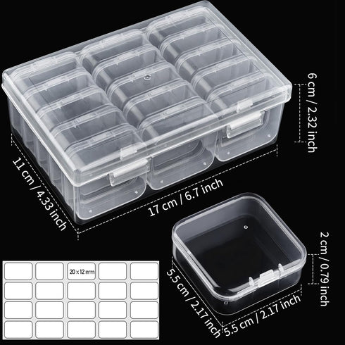 Jutieuo Small Bead Organizers, 16 Pieces Plastic Storage Cases Mini Clear Bead Storage Containers Boxes with Hinged Lid and Large Rectangle Organi...