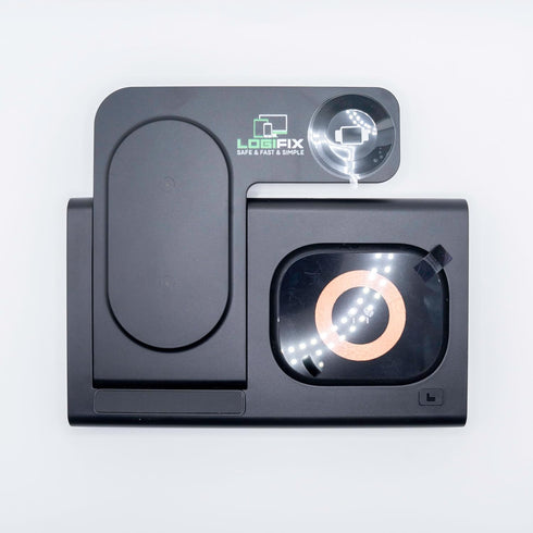 15W Fast Charge 3 in 1 Magnetic Wireless Travel Foldable Charging Station with Light for iPhone 15 Multiple Devices...