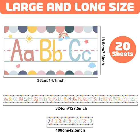 12 Pcs Alphabet Bulletin Board Set?Boho Alphabet Poster Number 0-9 Line ABC Letters for Preschool Kindergarten Classroom Wall Decor (Boho)...