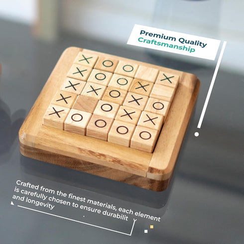 BSIRI Pushing Me Wooden Tic Tac Toe Game- Tabletop Board Games for Farmhouse Decor, Coffee Table Decor, Unique Gifts Fun Gifts for Adults. Perfect...