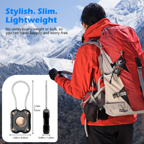 4 Pack Waterproof AirTag Secure Holder with Wire Cable, Airtag Lock Case Compatible with Apple AirTag, Anti-Lost Protective Case for Luggage, Keys...