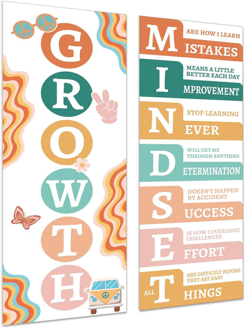 Growth Mindset Posters for Classroom Motivational Posters Decorations Bulletin Board Banner Groovy Inspirational Posters School Poster for Teacher...