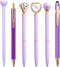 Personalized Pens for Women, 6 Pcs Purple Pens Ballpoint Pens Bulk, 1.0mm Medium Point Black Ink Pens for Journaling, Office and School Supplies P...