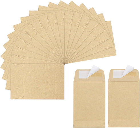 180 Pack Coin Envelopes 2.35"×3.5", Brown Kraft Small Envelopes, Full-Flap Seal Seed Packets Envelopes, Seed Envelopes, Mini Envelopes for Office,...