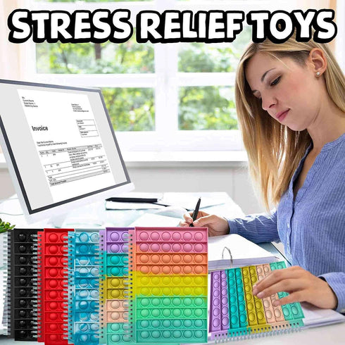 Lined Journal Notebooks for Kids Fidget Notebook Pop Painting School Office Writing Notes Push Silicone Cover Sensory Bubble Lined Spiral Stress R...
