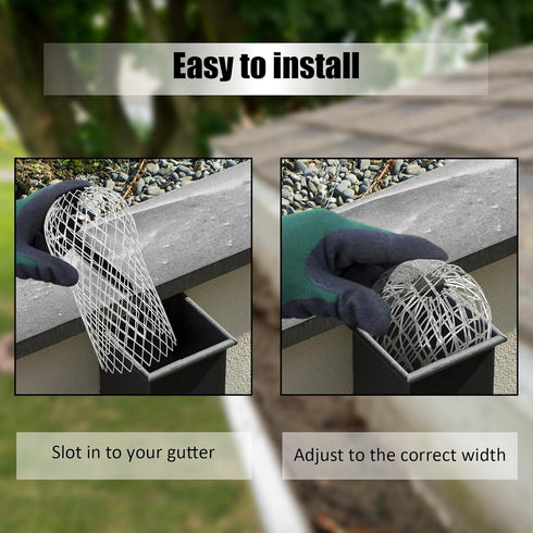 Gutter Guard 8 Pack, Gutter Downspout Guard 3.5 Inch Adjustable Aluminum Leaf Filter Strainer Gutter Guards Mesh Preventing Blockage Leaves Debris...