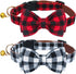 KUDES Plaid Dog Collar with Bow, 2 Pack/Set Adjustable Dog Bow Tie Collars with Bell, Best Pet Gift for Small Medium Large Girl and Boy Dogs, Red ...