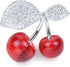 Red Stone Cherry Brooch Pin Green Cubic Zirconia Leaf Fruit Lapel Pin for Women Party Weddings Banquet Jewelry Pins...
