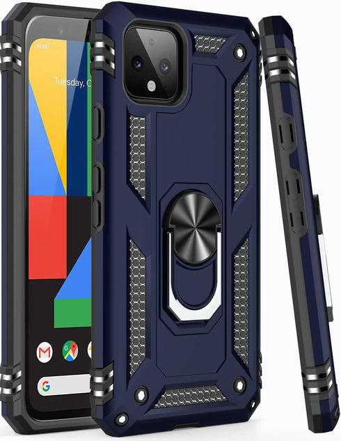 LUMARKE for Google Pixel 4 Case with Screen Protector,Pass 16ft. Drop Tested Military Grade Protective Phone Cover with Magnetic Ring Kickstand Co...