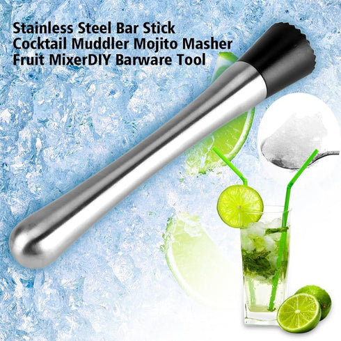 Fdit Cocktail Muddler Stainless Steel Bar Stick Mojito Masher Fruit Mixer Ideal Bartender Tool Barware...