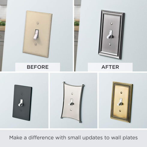 Franklin Brass Classic Architecture (1-Pack) Decorative Light Switch Cover Brushed Nickel 1-Gang Decorator/Rocker Wall Plate Single Switch Plate C...