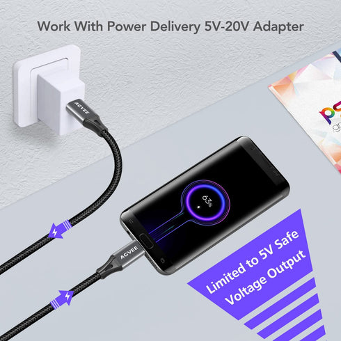 AGVEE 2 Pack 6ft USB-C OTG to Micro USB Cable, Braided Charger Data Sync Cord Charging Wire Adapter for Samsung Galaxy S7 S6, J7, J3, LG, PS4, Kin...