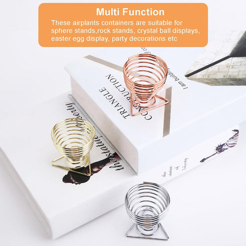 6 PCS Geometric Air Plant Holder Airplants Rack Metal Plants Stand, Airplant Stand Container Tillandsia Stainless Steel Display Racks, Wire Metal ...