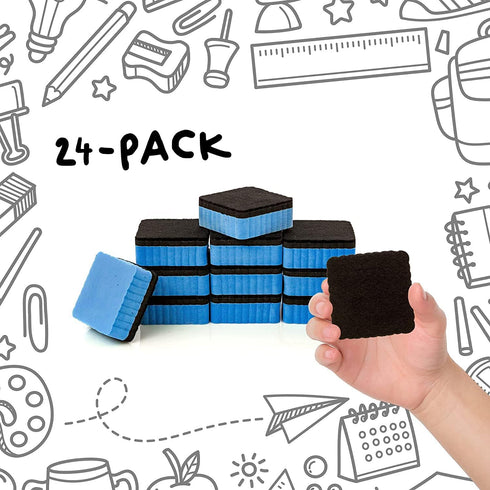 Mini Dry Erase Erasers, RNKP 24 Pack Magnetic Whiteboard Dry Erase Blackboard Erasers for Kids and Classroom Teacher Supplies, Home and Office (2 ...