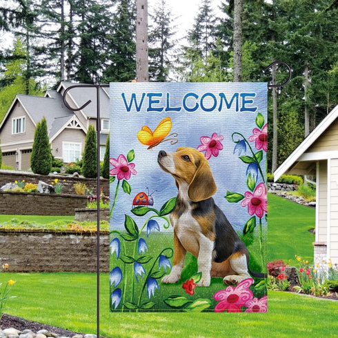 Welcome Dog Garden Flag Vertical Double Sided Burlap Flower Summer Yard Outdoor Decor Home Decor (12.5 x 18, Welcome Dog)...