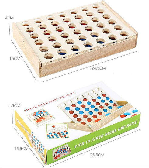 4 in a Row Wooden Board Game Foldable Line Up 4 Classic Family Toy Educational Toy for Kids and Family...