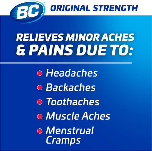 BC Powder | Fast Pain Relief | Aspirin (NSAID) & Caffeine | 50 Count (10042037103993)...