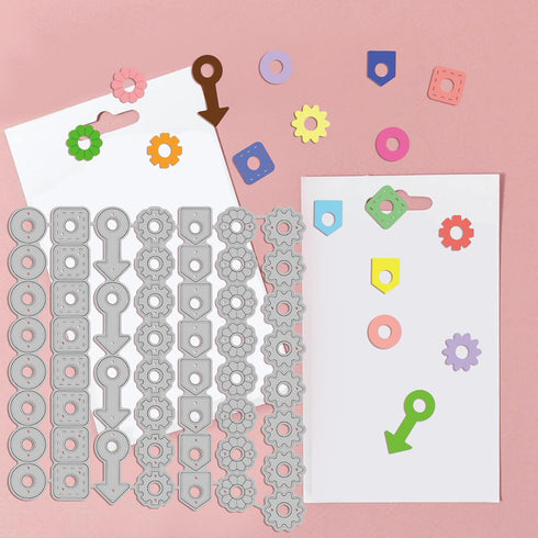 GLOBLELAND Page Tab Hole Reinforcement Cutting Dies for DIY Scrapbooking Metal Geometric Craft Designs Die Cuts Embossing Stencils Template for Pa...