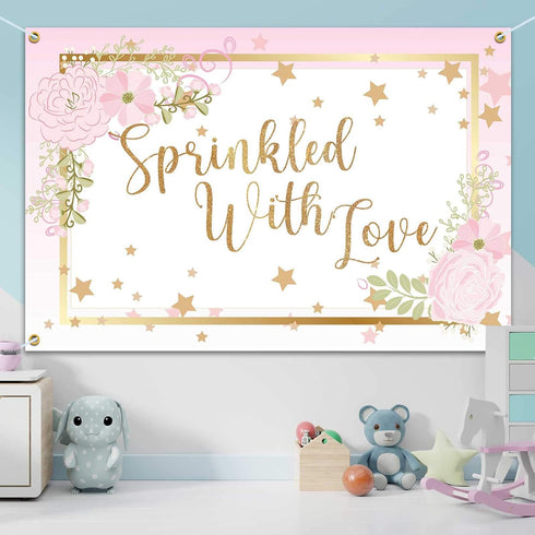 Sprinkled with Love Backdrop Banner - Baby Shower Party Decorations for Boy Girl - 6x4ft...