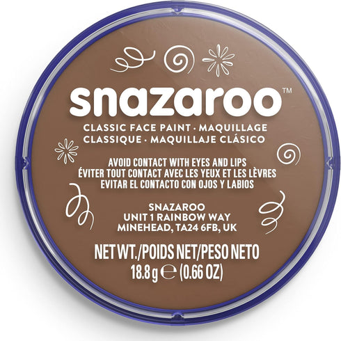 Snazaroo Classic Face and Body Paint, 18.8g (0.66-oz) Pot, Beige Brown...