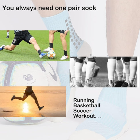 Anti Slip Athletic Grip Socks,Grip Soccer Socks with Grippers,Stretch Athletic Socks for Sports...