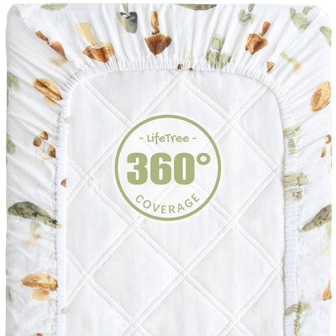 LifeTree Muslin Changing Pad Cover for Baby Girls Boys, 70% Viscose from Bamboo and 30% Cotton Natural Comfort Diaper Change Table Pad Covers, Sof...