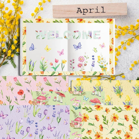 Scrapbook Paper 11.8x11.8 Inch Spring Flowers Pattern Paper Double-Sided Craft Paper Decorative Paper Folded Flat for Art Craft DIY Card Making, S...