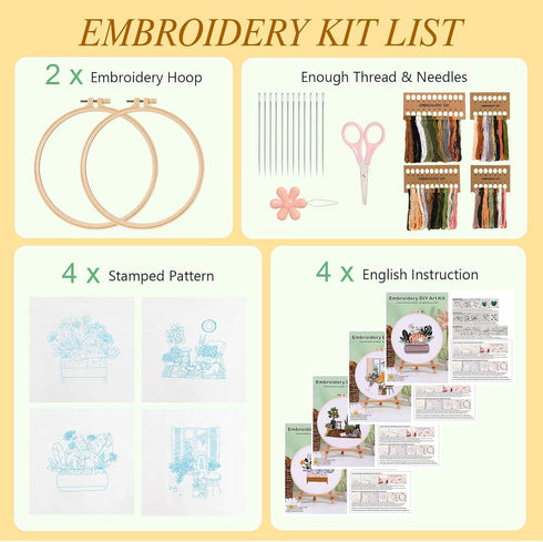 LOMOHOO 4 Sets Cat Embroidery Kit for Beginners, Embroidery Practice kit with Cute Cat Pattern, Stamped Cross Stitch for Embroidery Starters, Craf...