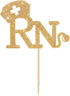RN Cake Topper, Congrats Grad Nurse Cake Decor, 2025 Nursing School Graduation Party Decorations Supplies,Gold Glitter...