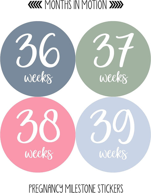 Pregnancy Weekly Belly Growth Stickers, 36 pcs - Purple Pink, Matte Finish, Cloth Surface, for Maternity Photo Sessions & Keepsakes...