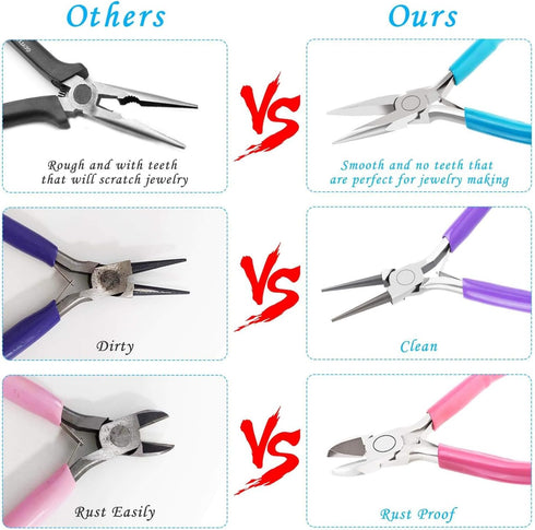 Jewelry Pliers, Acejoz 6pcs Jewelry Making Tools Kit Includs Needle Round Nose Pliers, Wire Cutters, Crimping Pliers, Bent Nose Pliers, End Nipper...