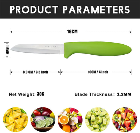 Paring Knife set of 6 PCS, 3.5 Inch Stainless Steel Fruit and Vegetable Knives,Comfortable Handle With Multi-Color Red/Green/Blue...