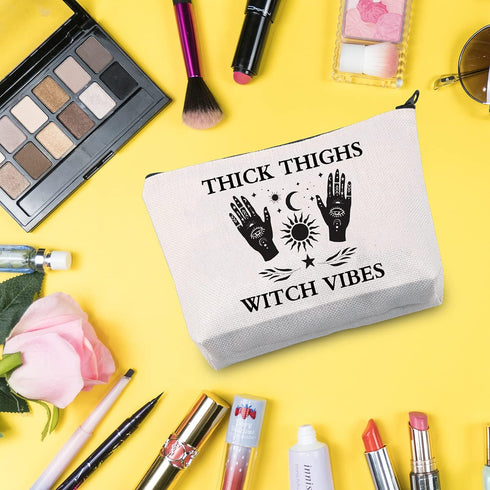 G2TUP Witch Gift Wicca Witchcraft Cosmetic Bag Thick Thighs Witch Vibes Makeup Bag Halloween Pagan Wiccan Gift (Thick Thighs Witch Vibes White Bag...