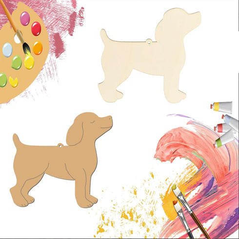 Dog Shape Wooden Blank Wood with Twines Art Unfinished Ornaments for Doghouse Decoration Christmas Wedding Birthday Party Christmas Thanksgiving D...