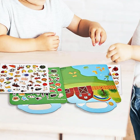 Reusable Sticker Books for Kids, Travel Removable Toddler Farm Sticker Books for 3 4 5 Year Old Girls Boys Birthday Gifts Educational Learning Toy...
