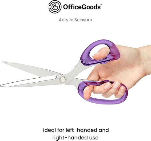 OfficeGoods 9” Stainless Steel Acrylic Scissors for Office and Home - Aesthetic and Sharp All Purpose Scissors, Perfect for Sewing, Arts and Craft...