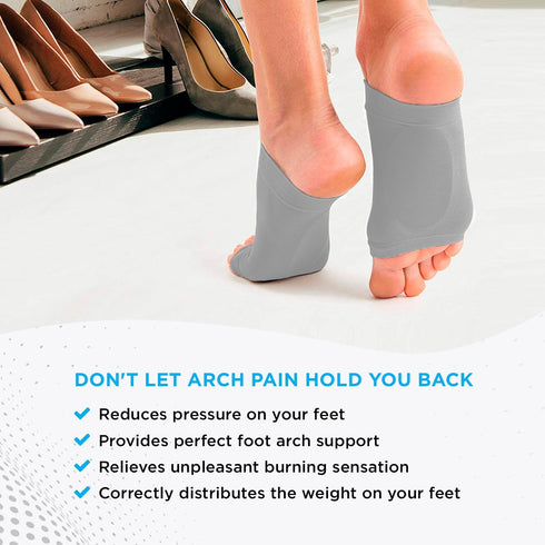 Arch Support Brace for Flat Feet with Gel Pad Inside - 2 Pairs - Plantar Fasciitis Support Brace - Compression Arch Sleeves for Women, Men - Foot ...