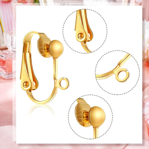 Kenning 42 Pieces Clip-On Earring Converter with Easy Open Loop Brass Clip-On Earring Converter for None Pierced Component DIY Turn Any Studs 7 Co...