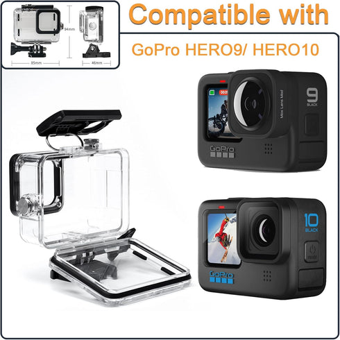 Waterproof Underwater Housing for Gopro Hero 12/11 /10/9 Black, Protective Dive Case Cover with Bracket for Go Pro 12/11 /10/9 Black, 40M...
