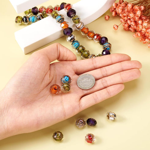 Craftdady 12mm Gold Sand Lampwork Faceted Glass Beads Millefiori Round Loose Bead with 1mm Hole for Jewelry Making, About 40pcs/Strand...