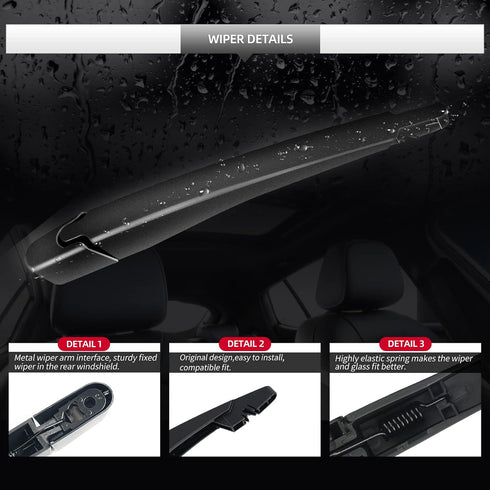 Replacement for Lincoln MKX 2007 2008 2009 2010 2011 2012 2013 2014 Rear Windshield Wiper Blade and Arm Assembly-Car Back window wiper Arm Blade C...