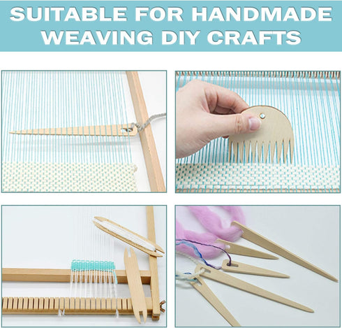 Wood Weaving Tools Set, with Crochet Needle and Comb Wooden Shuttles Stick for Inkle Loom Knitted DIY Craft Supplies...
