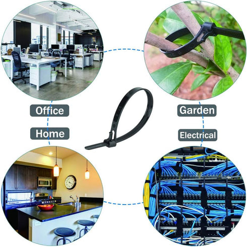 Superun Releasable Zip Ties 8 Inch, 50 Lbs Tensile Strength Wire Ties (Reusable Cable Ties) Pack of 100 White...